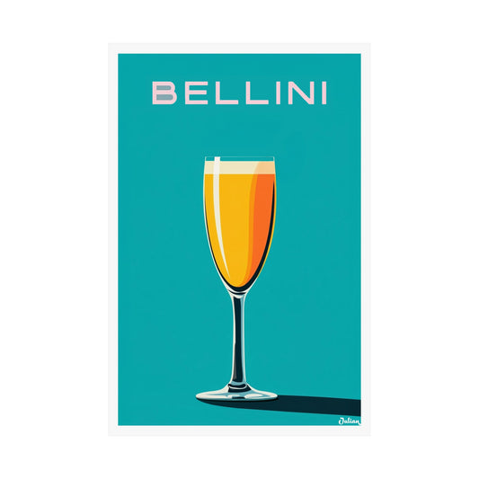 The Bellini Cocktail Poster - Matte Vertical Posters, Cocktail Art Print, Decor, Wall Art, Home Decor, Cocktail Gift