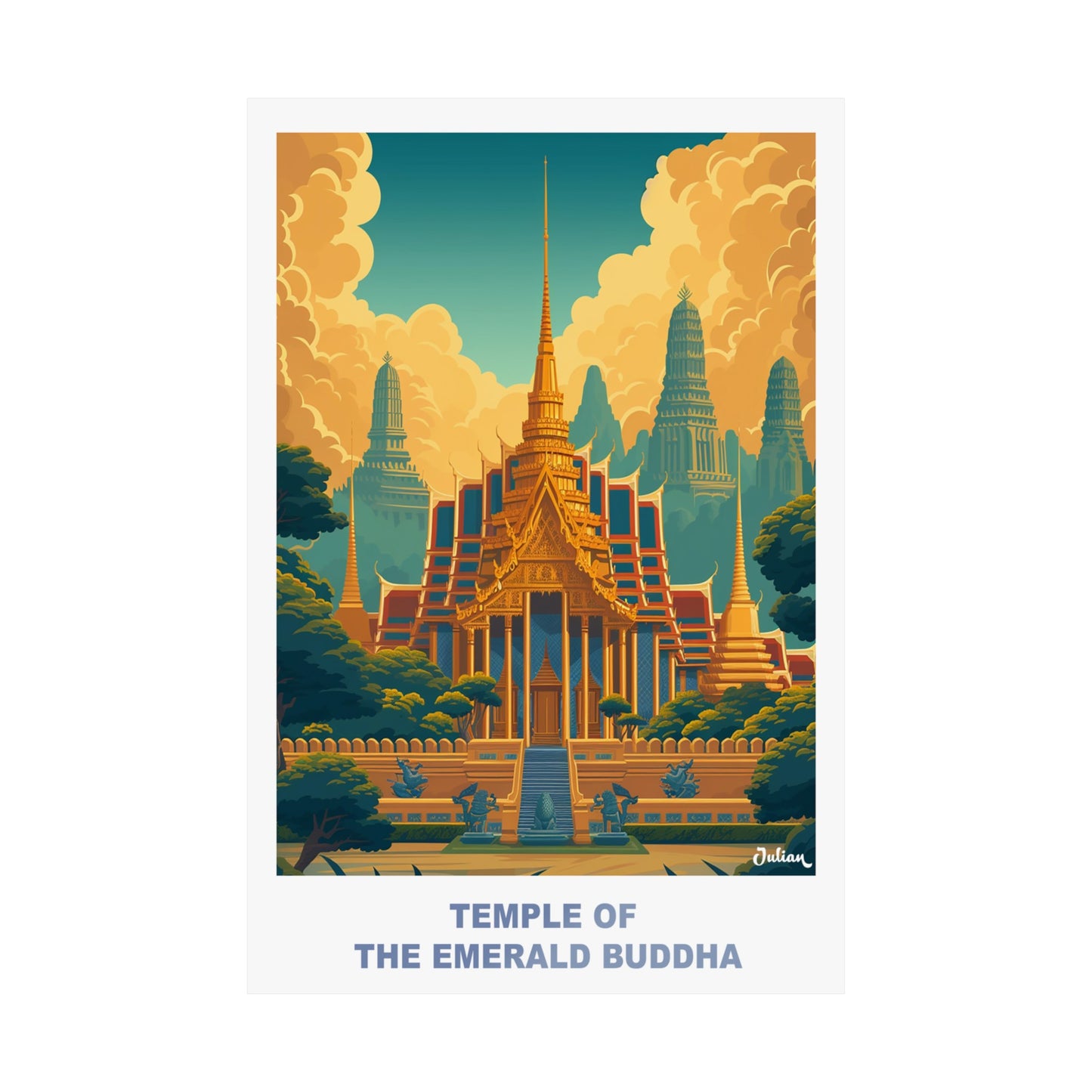 Temple of the Emerald Buddha | Travel Poster | Modern Wall Art