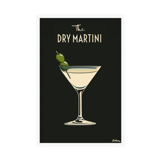 The Dry Martini Black Label Cocktail Poster - Matte Vertical Posters, Cocktail Art Print, Decor, Wall Art, Home Decor, Cocktail Gift