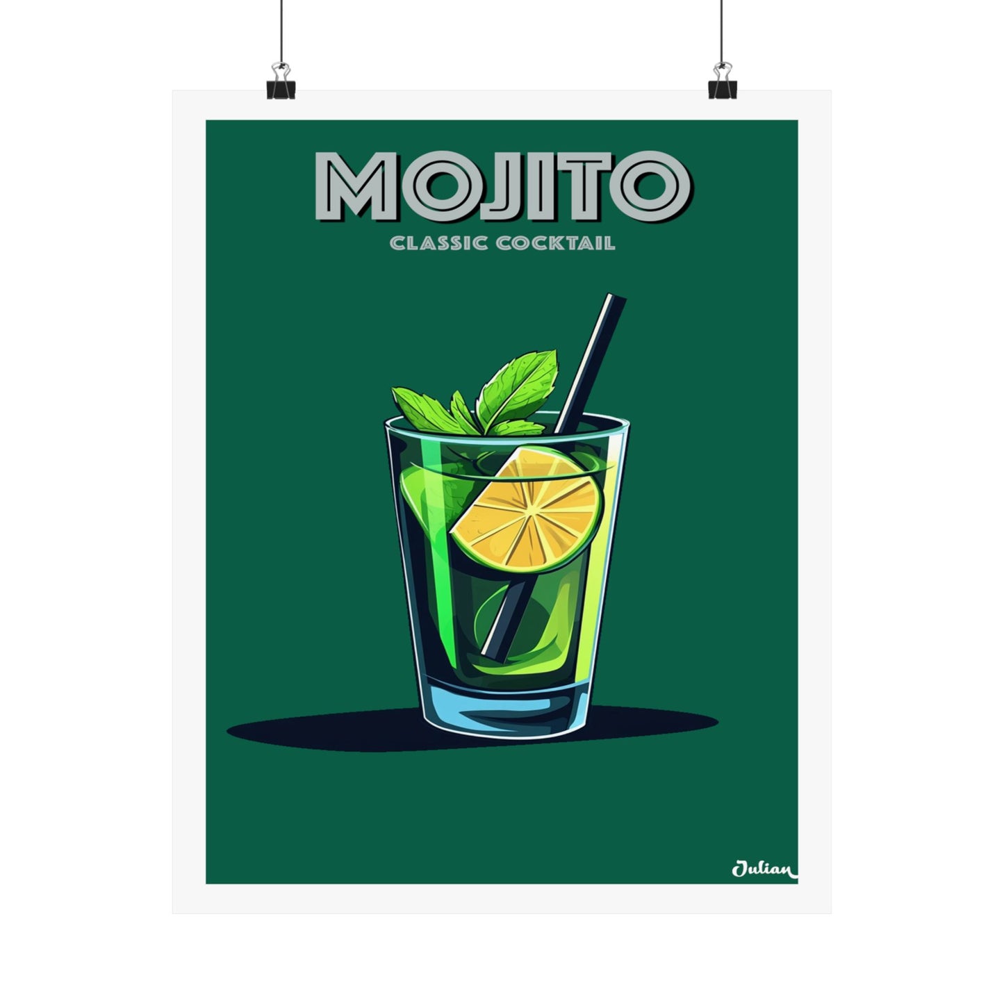 El Mojito Cocktail Poster - Matte Vertical Posters, Cocktail Art Print, Decor, Wall Art, Home Decor, Cocktail Gift