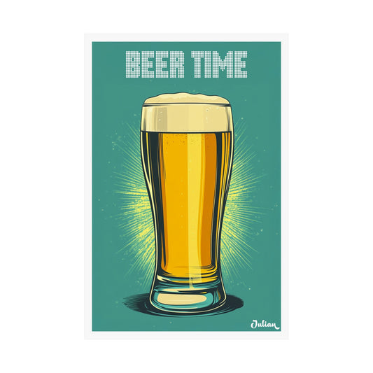 The Beer Time Poster - Matte Vertical Posters, Cocktail Art Print, Decor, Wall Art, Home Decor, Cocktail Gift