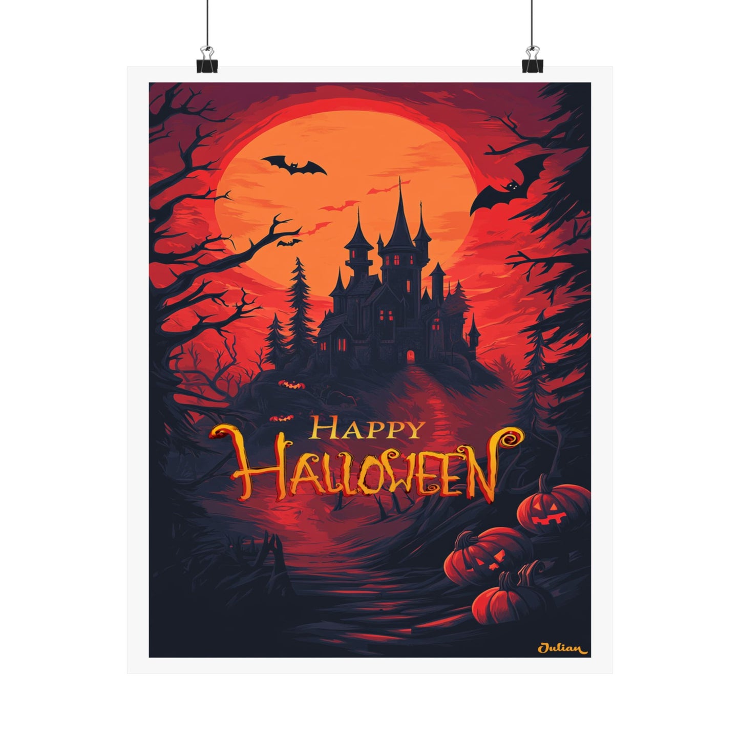 Happy Halloween Poster - Matte Vertical Posters, Halloween Art Print, Coastal Decor, Wall Art, Home Decor, Gift for Halloween
