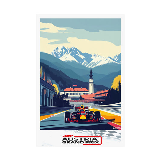 Austrian Formula One F1 Poster - Matte Vertical Posters, F1 Art Print, Decor, Wall Art, Home Decor, F1 Poster Gift