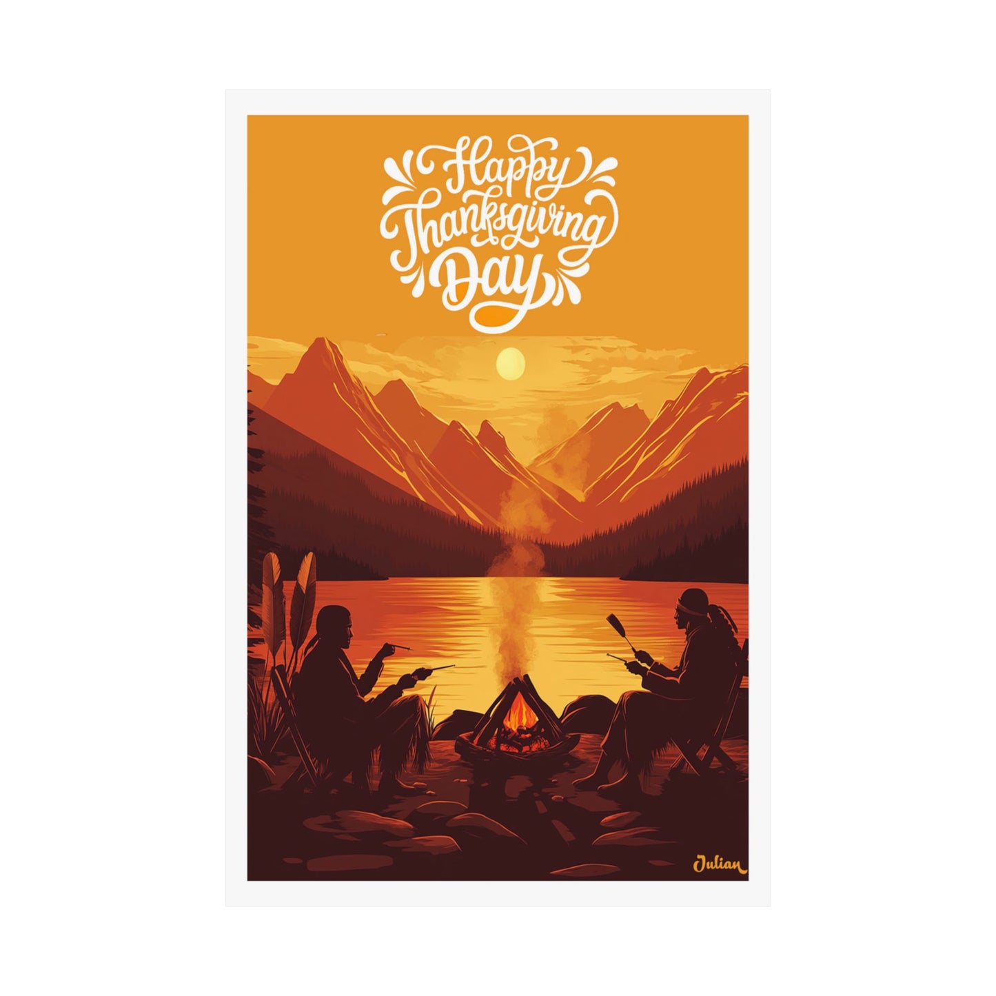 Happy Thanksgiving Indian Poster - Matte Vertical Posters, Thanksgiving Art Print, Decor, Wall Art, Home Decor, Gift for Thanksgiving
