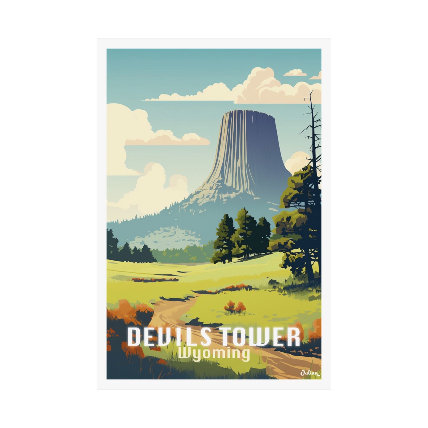 Devils Tower Wyoming | Travel Poster | Modern Wall Art