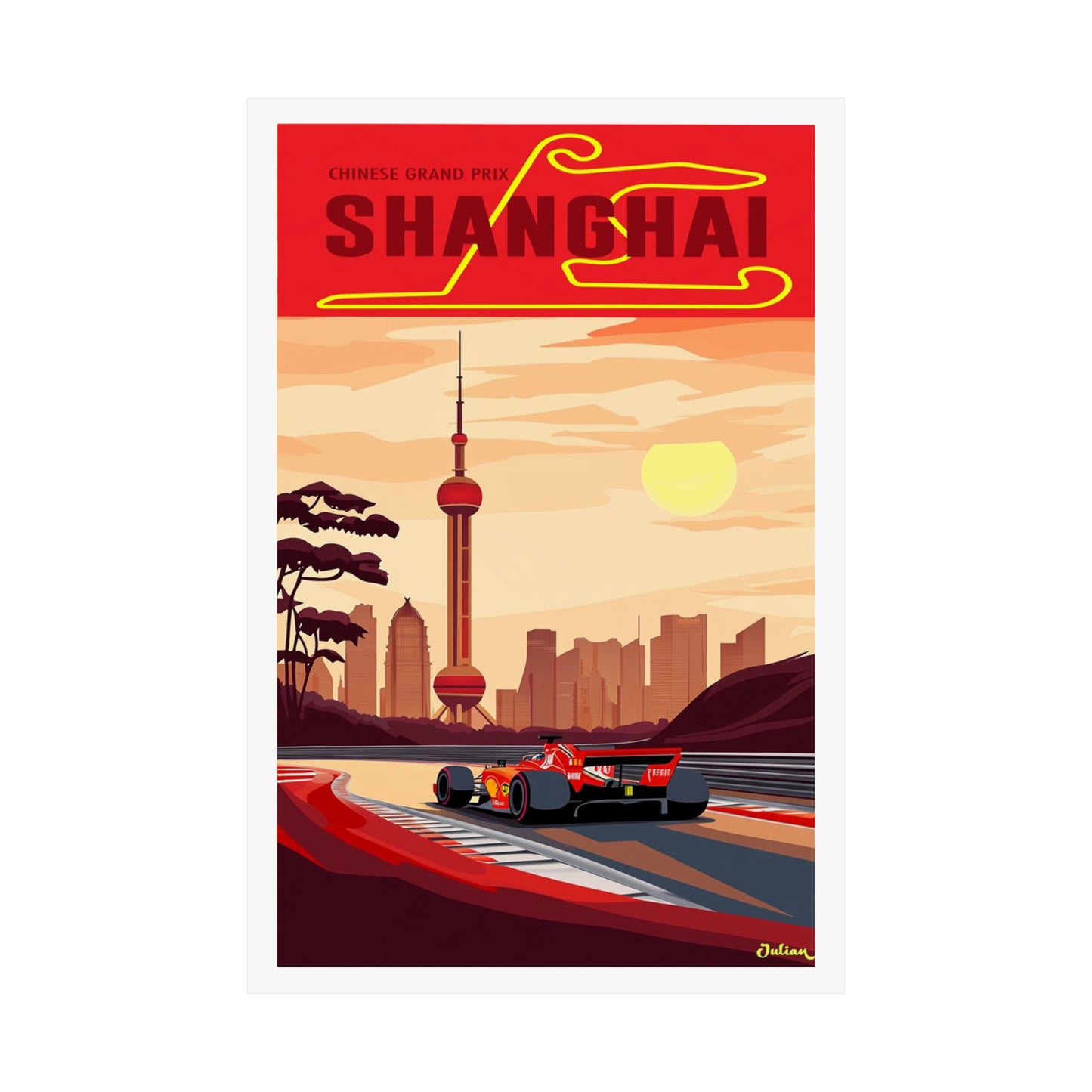 Chinese Grand Prix Formula One F1 Poster - Matte Vertical Posters, F1 Art Print, Decor, Wall Art, Home Decor, F1 Poster Gift