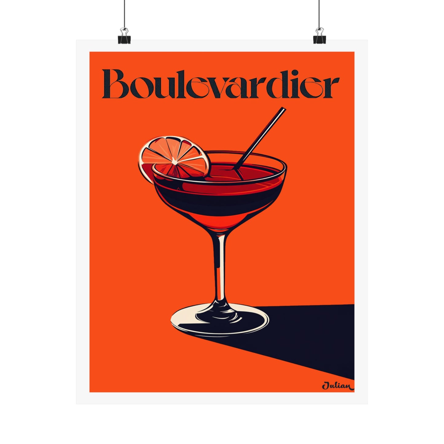 The Boulevardier Cocktail Poster - Matte Vertical Posters, Cocktail Art Print, Decor, Wall Art, Home Decor, Cocktail Gift