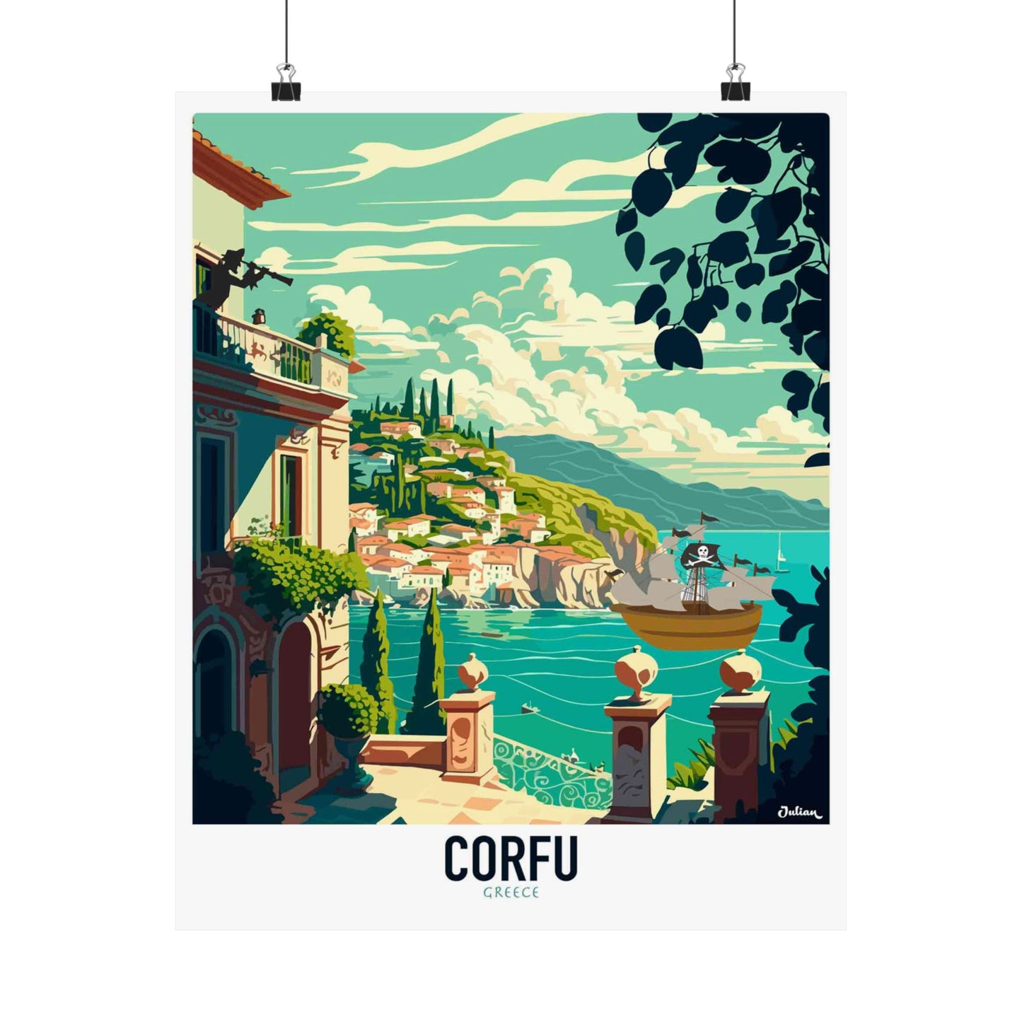 The Corfu Poster - Matte Vertical Posters, World Art Print, Decor, Wall Art, Home Decor, Poster Gift