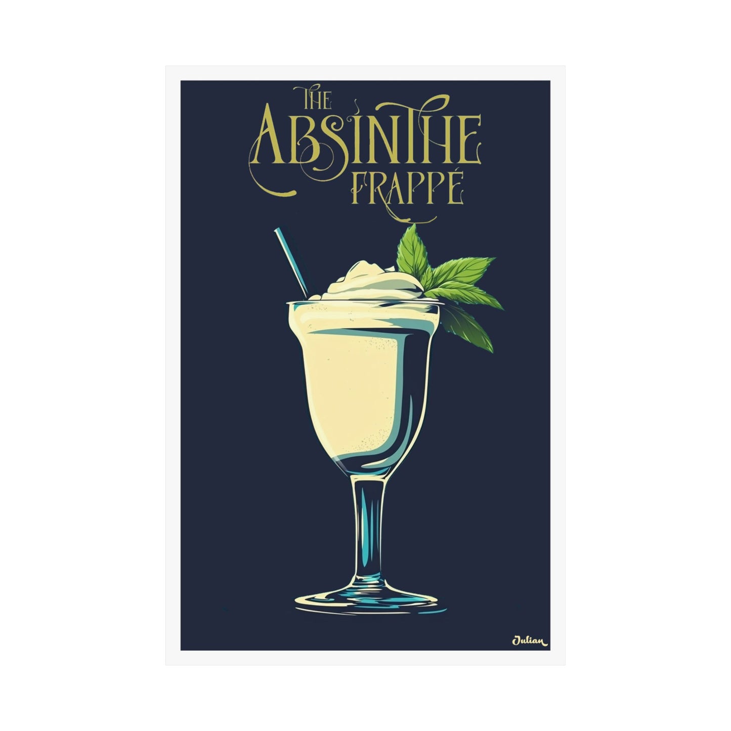 The Absinthe Frappé Cocktail Poster - Matte Vertical Posters, Cocktail Art Print, Decor, Wall Art, Home Decor, Cocktail Gift
