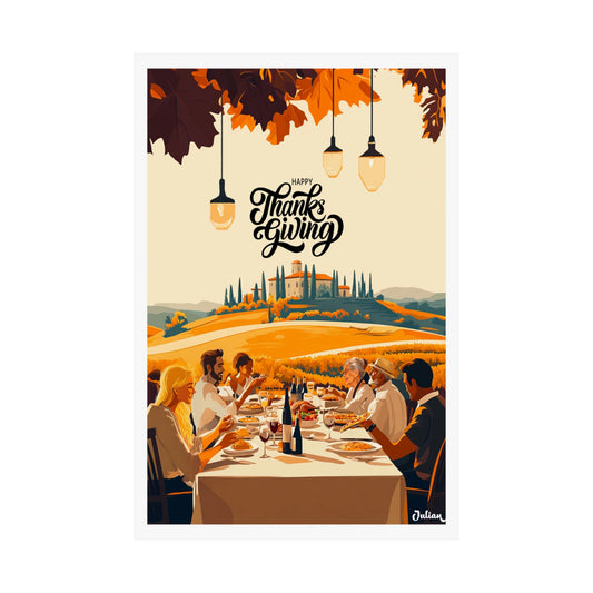 Happy Thanksgiving Tuscany Poster - Matte Vertical Posters, Thanksgiving Art Print, Decor, Wall Art, Home Decor, Gift for Thanksgiving