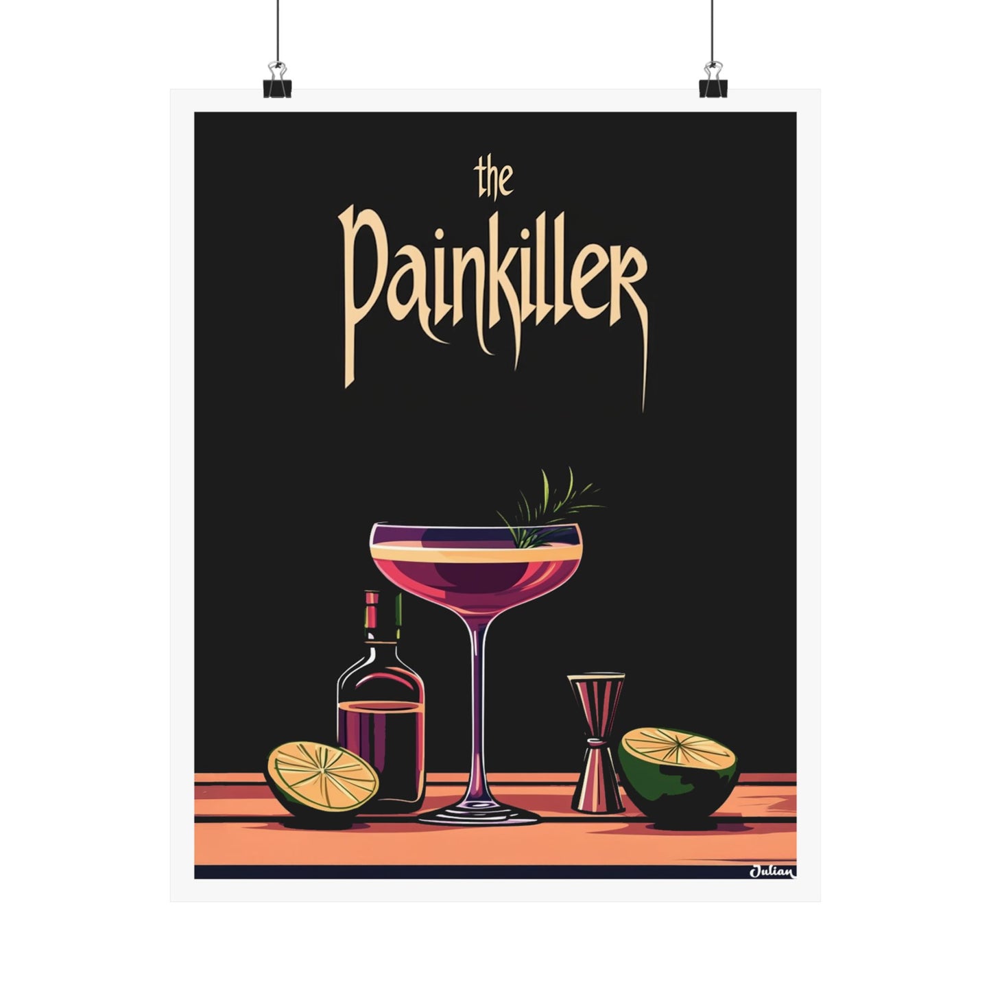 The Painkiller Cocktail Poster - Matte Vertical Posters, Cocktail Art Print, Decor, Wall Art, Home Decor, Cocktail Gift