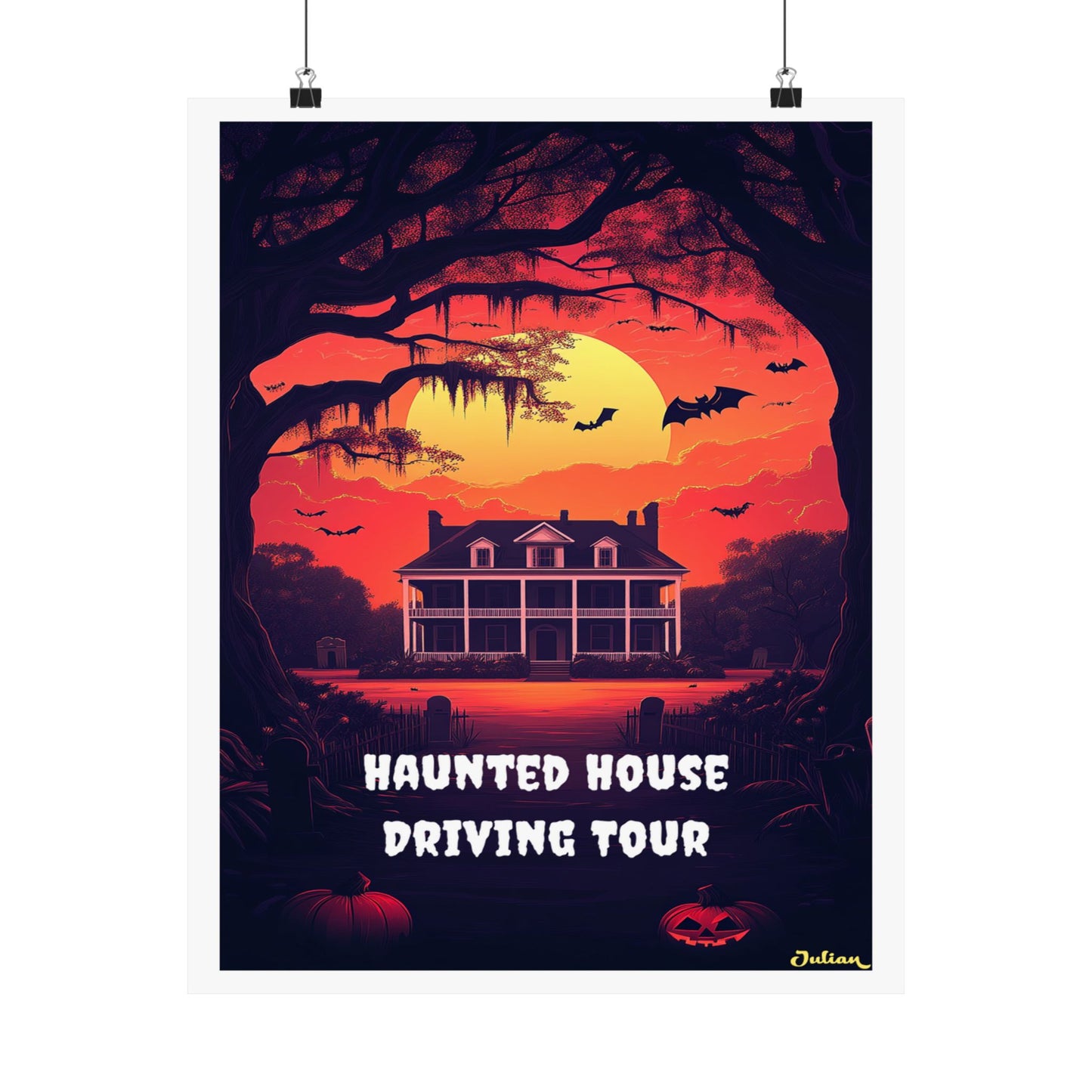 Haunted House Halloween Poster - Matte Vertical Posters, Halloween Art Print, Coastal Decor, Wall Art, Home Decor, Gift for Halloween