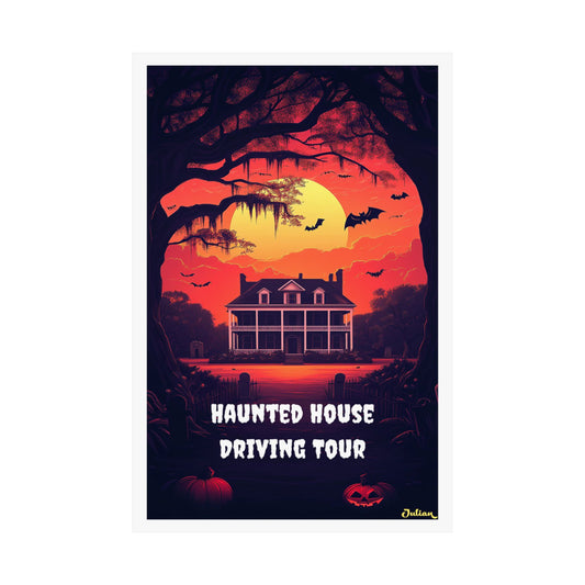 Haunted House Halloween Poster - Matte Vertical Posters, Halloween Art Print, Coastal Decor, Wall Art, Home Decor, Gift for Halloween