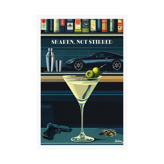 The James Bond Cocktail Poster - Matte Vertical Posters, Cocktail Art Print, Decor, Wall Art, Home Decor, Cocktail Gift