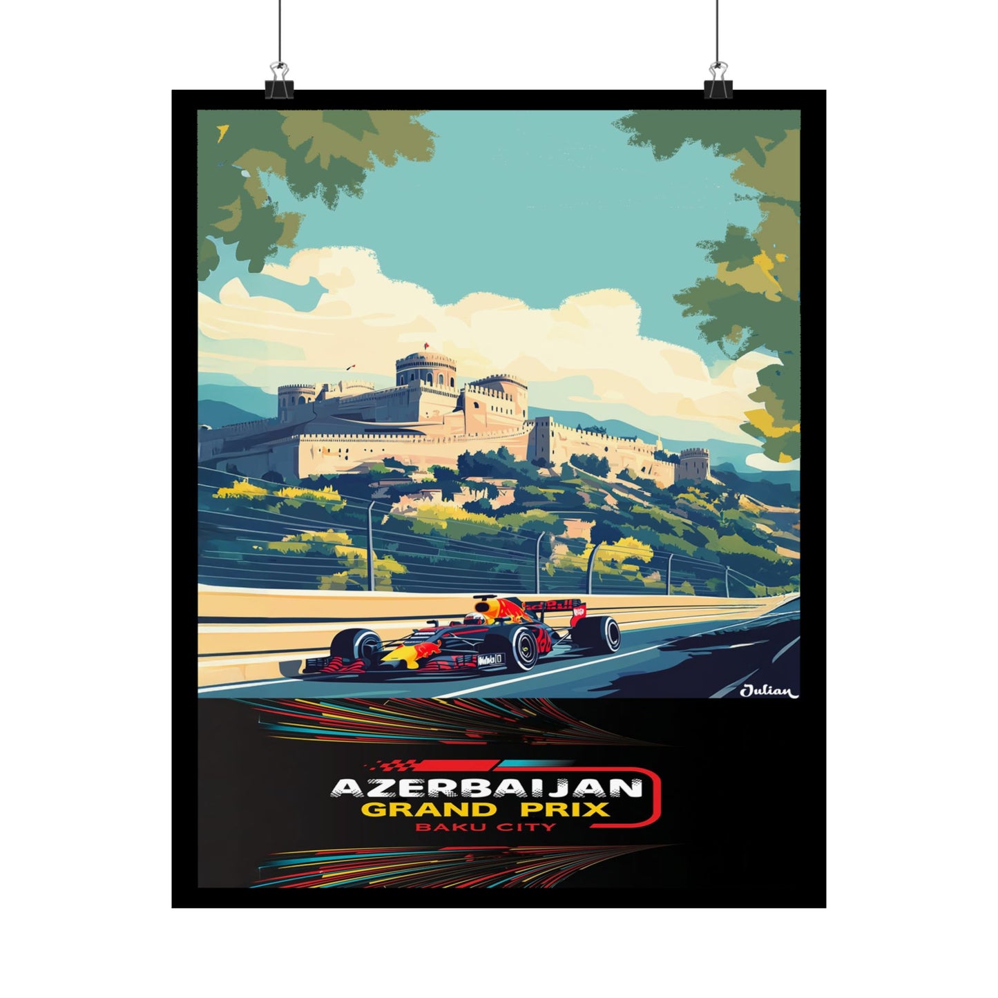 Azerbaijan Grand Prix  Formula One F1 Poster - Matte Vertical Posters, F1 Art Print, Decor, Wall Art, Home Decor, F1 Poster Gift