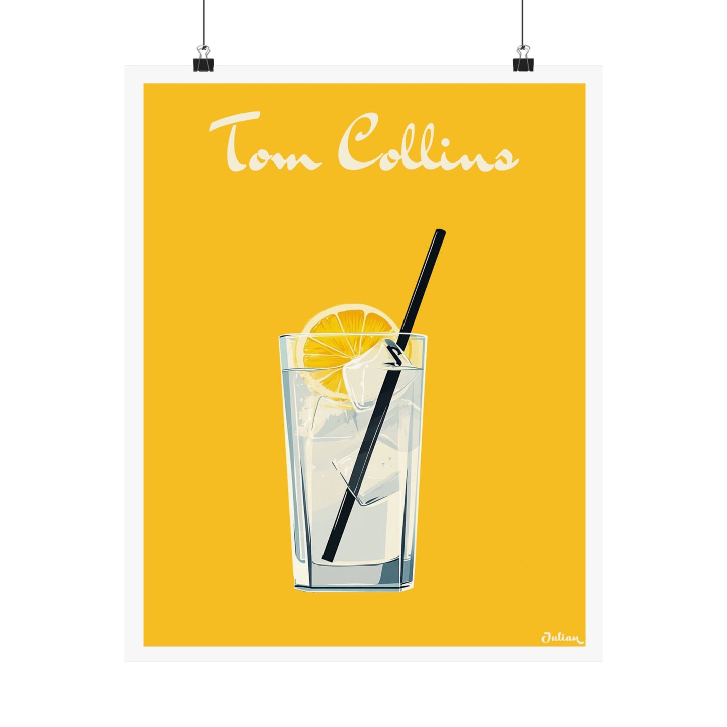 The Tom Collins Cocktail Poster - Matte Vertical Posters, Cocktail Art Print, Decor, Wall Art, Home Decor, Cocktail Gift