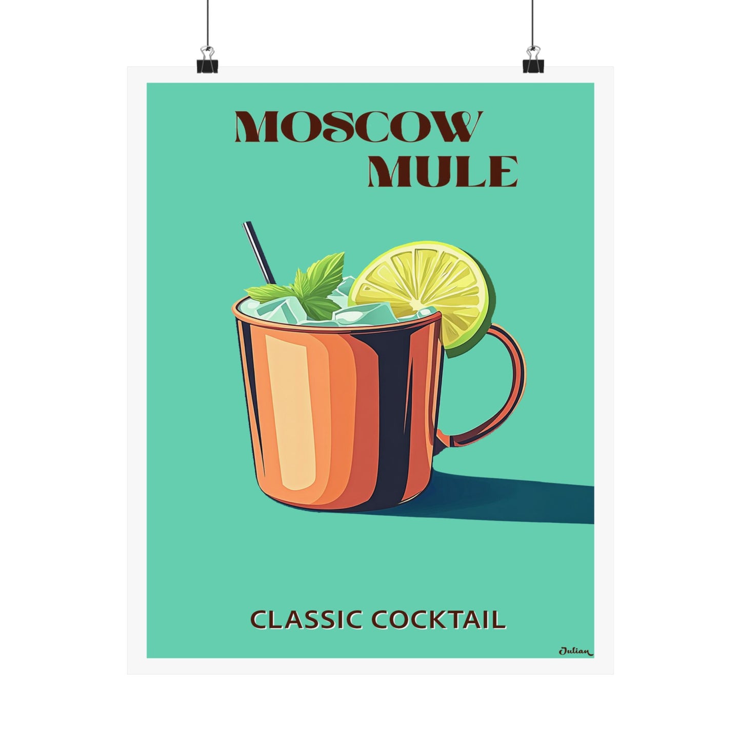 The Moscow Mule Cocktail Poster - Matte Vertical Posters, Cocktail Art Print, Decor, Wall Art, Home Decor, Cocktail Gift