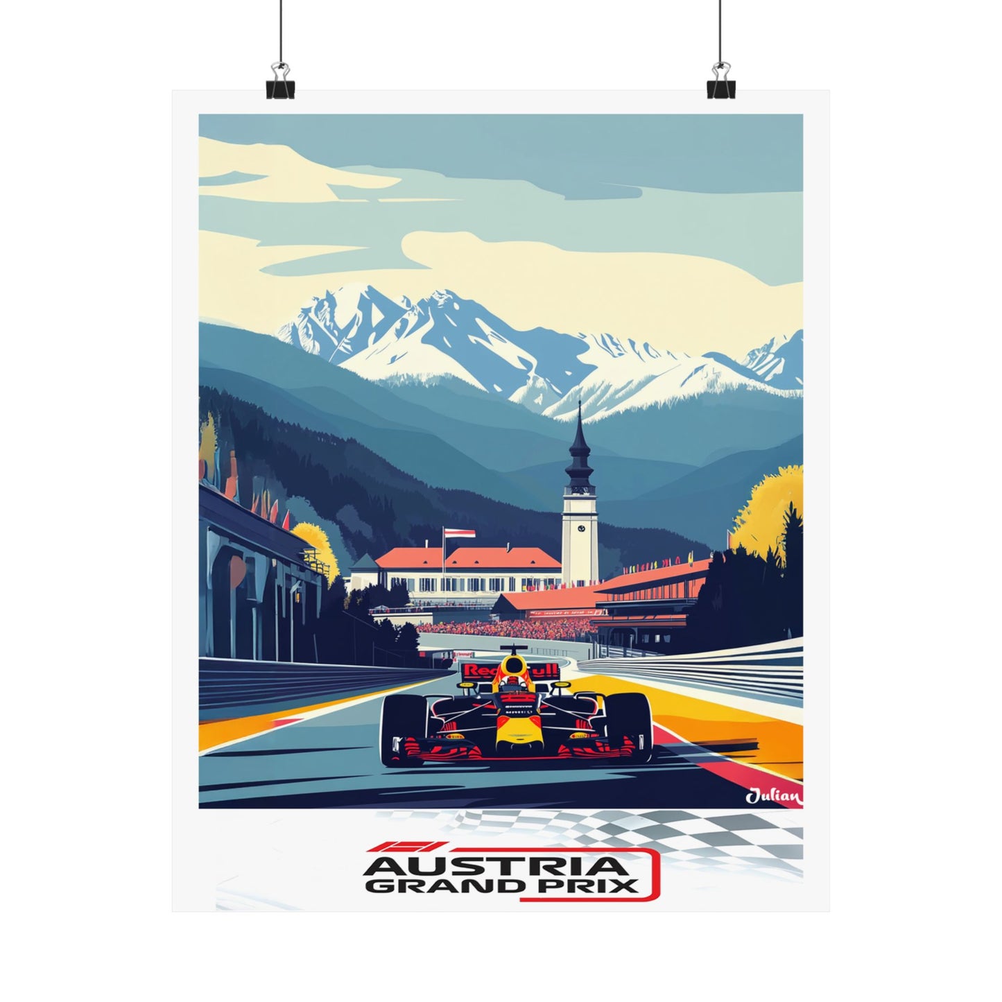 Austrian Formula One F1 Poster - Matte Vertical Posters, F1 Art Print, Decor, Wall Art, Home Decor, F1 Poster Gift