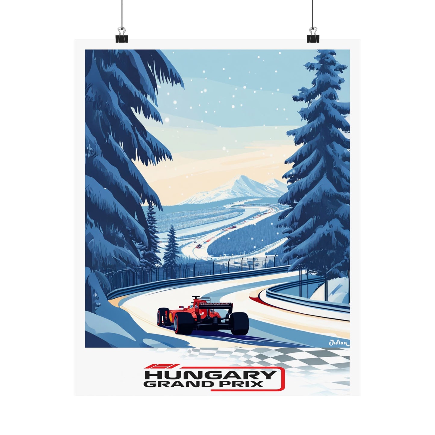 Hungarian Grand Prix Formula One F1 Poster - Matte Vertical Posters, F1 Art Print, Decor, Wall Art, Home Decor, F1 Poster Gift
