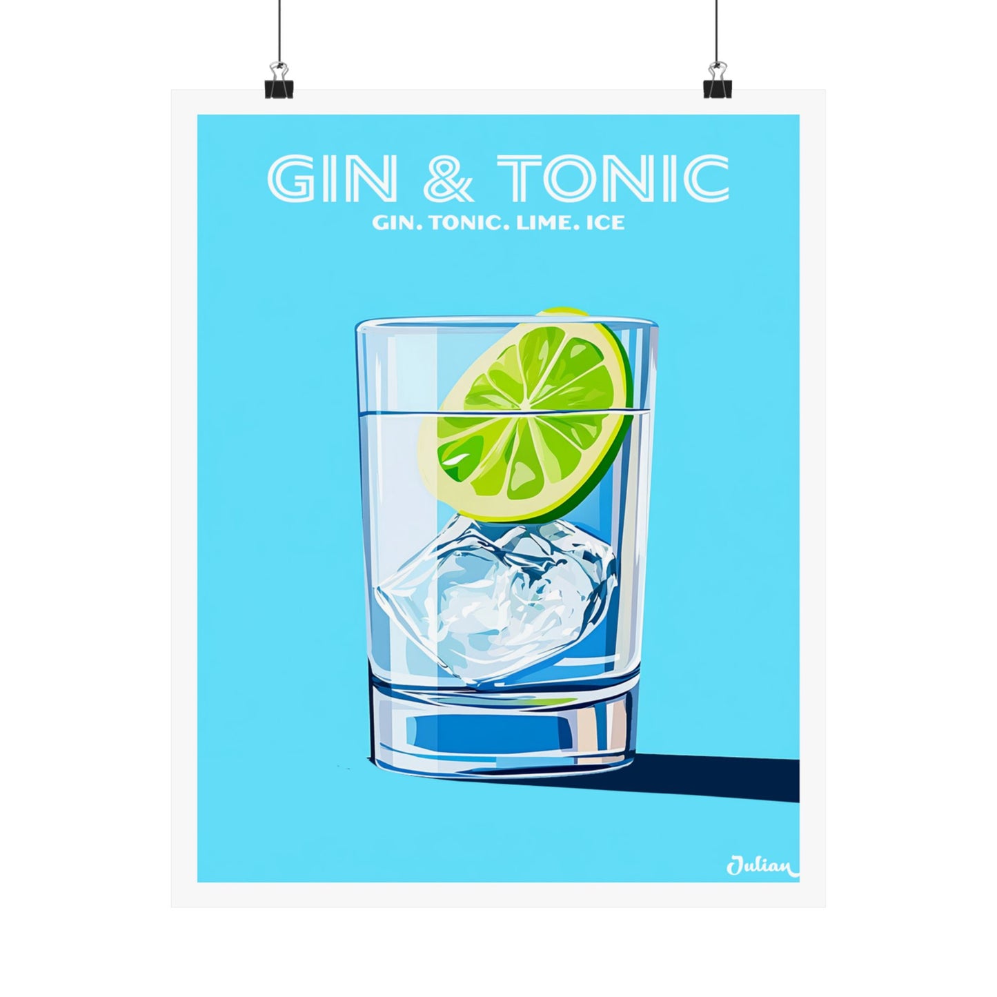 The Gin and Tonic Cocktail Poster - Matte Vertical Posters, Cocktail Art Print, Decor, Wall Art, Home Decor, Cocktail Gift
