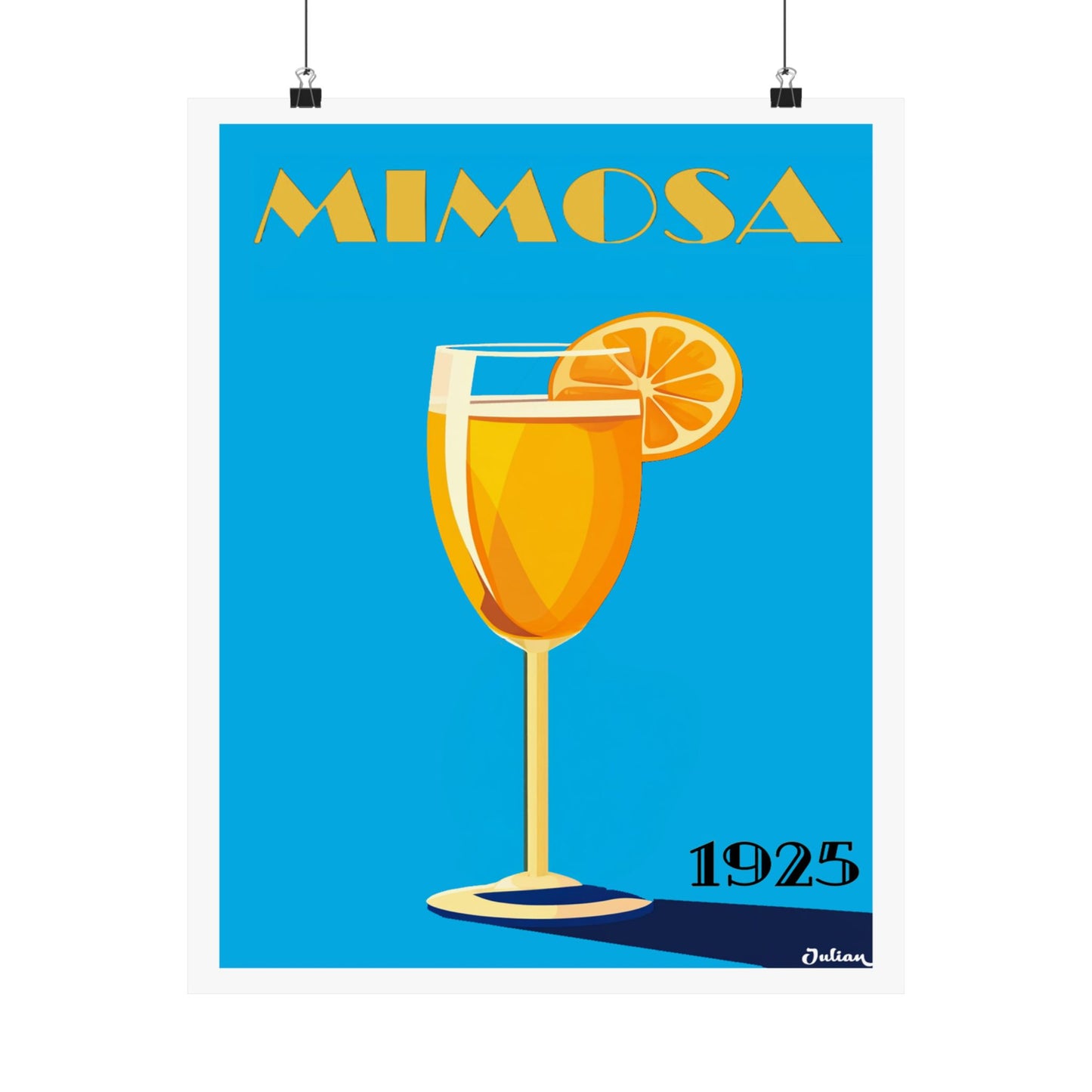 The Mimosa Cocktail Poster - Matte Vertical Posters, Cocktail Art Print, Decor, Wall Art, Home Decor, Cocktail Gift