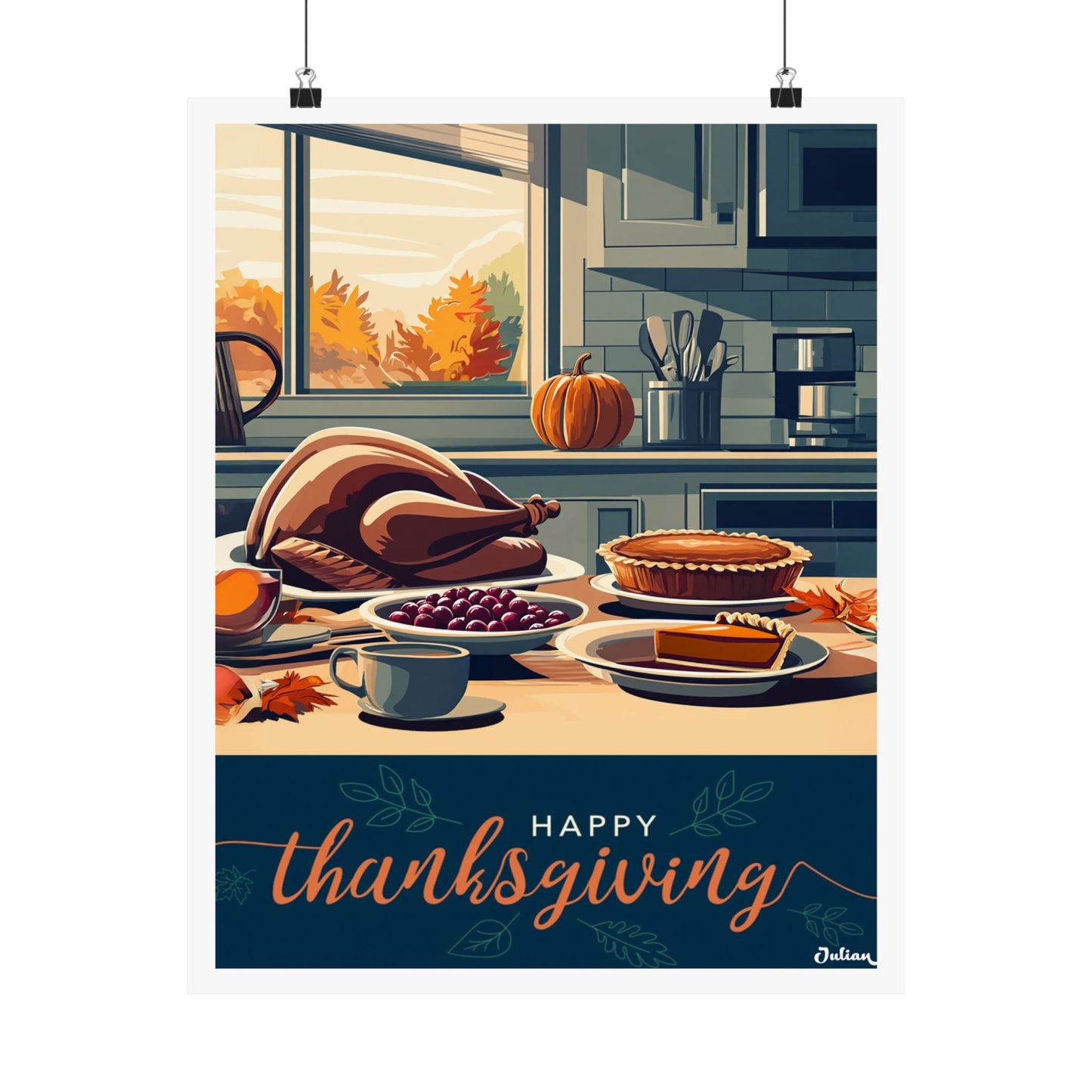 Happy Thanksgiving Poster - Matte Vertical Posters, Thanksgiving Art Print, Decor, Wall Art, Home Decor, Gift for Thanksgiving