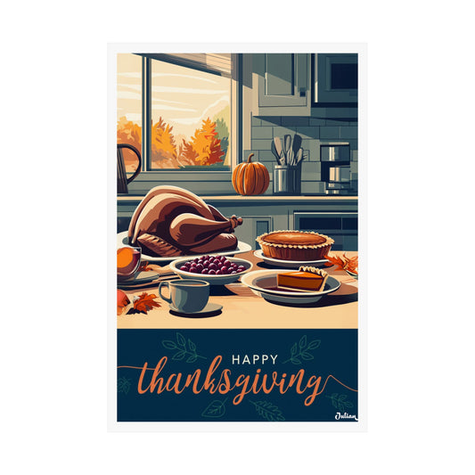 Happy Thanksgiving Poster - Matte Vertical Posters, Thanksgiving Art Print, Decor, Wall Art, Home Decor, Gift for Thanksgiving