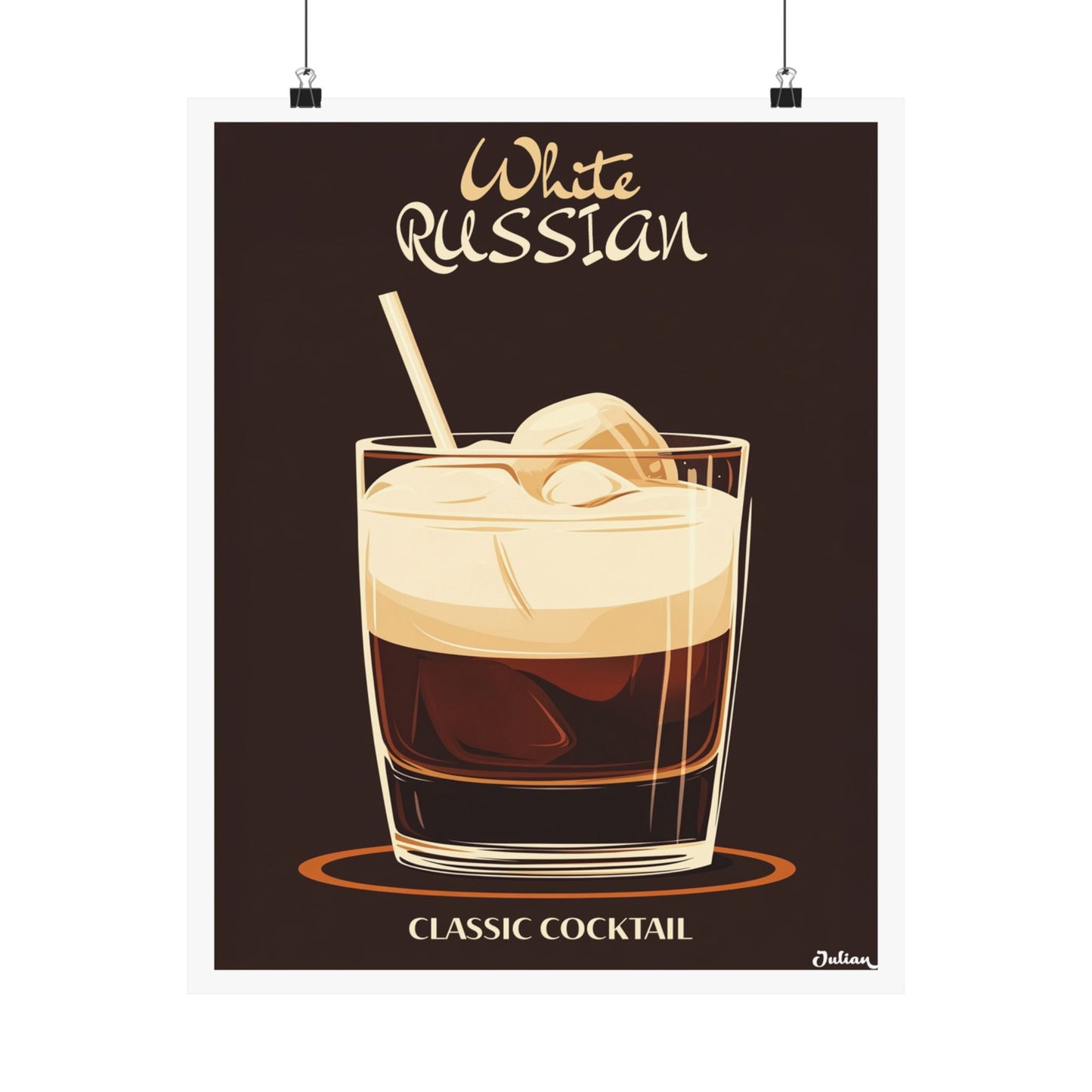 The White Russian Cocktail Poster - Matte Vertical Posters, Cocktail Art Print, Decor, Wall Art, Home Decor, Cocktail Gift