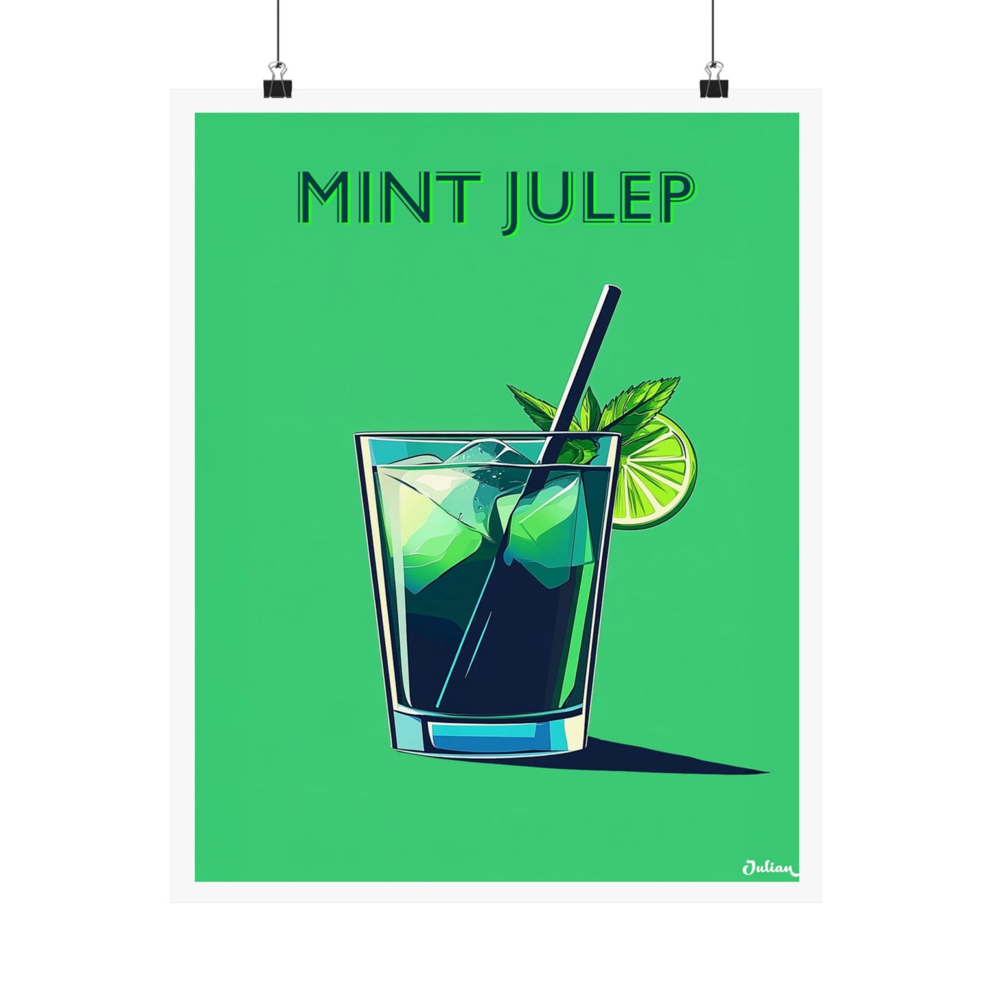 The Mint Julep Cocktail Poster - Matte Vertical Posters, Cocktail Art Print, Decor, Wall Art, Home Decor, Cocktail Gift