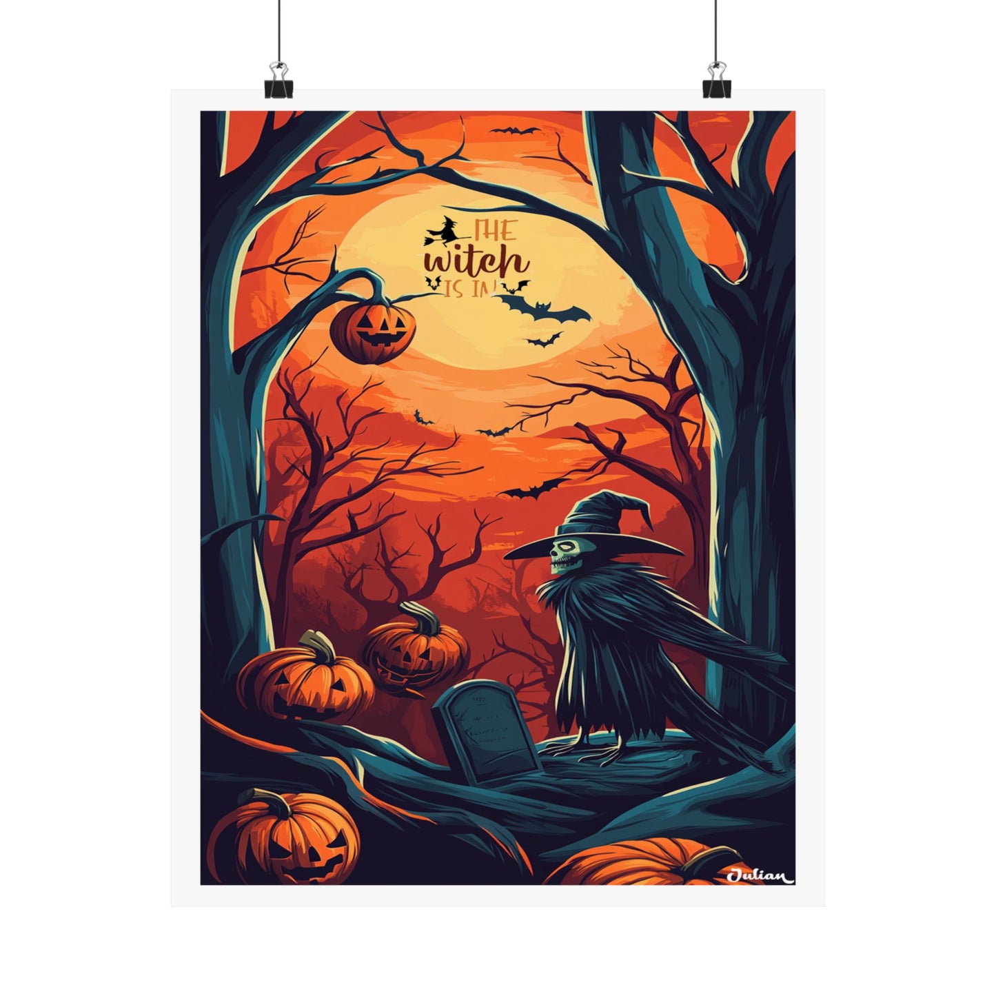 Halloween Witch Poster - Matte Vertical Posters, Halloween Art Print, Coastal Decor, Wall Art, Home Decor, Gift for Halloween