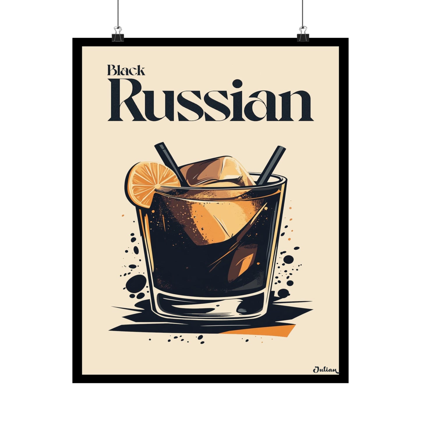 The Black Russian Cocktail Poster - Matte Vertical Posters, Cocktail Art Print, Decor, Wall Art, Home Decor, Cocktail Gift