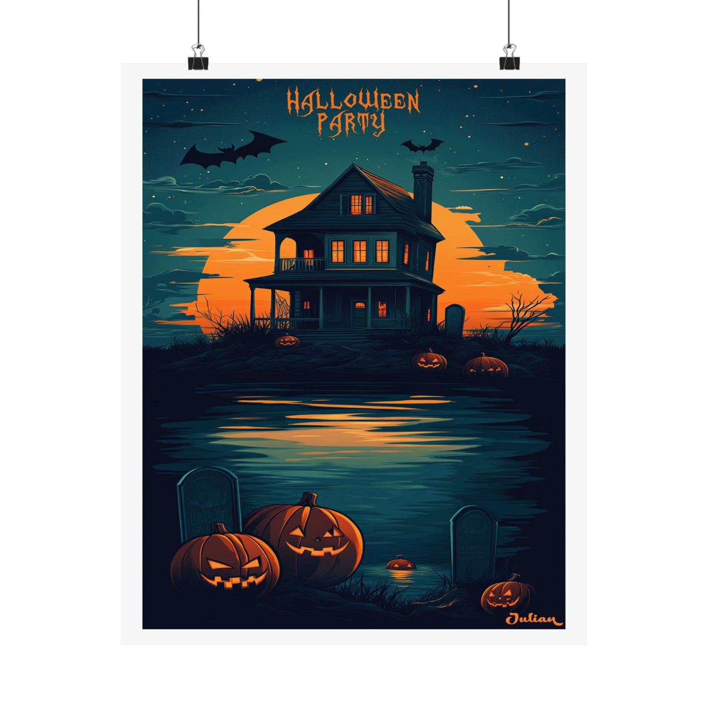 Halloween Party Poster - Matte Vertical Posters, Halloween Art Print, Coastal Decor, Wall Art, Home Decor, Gift for Halloween