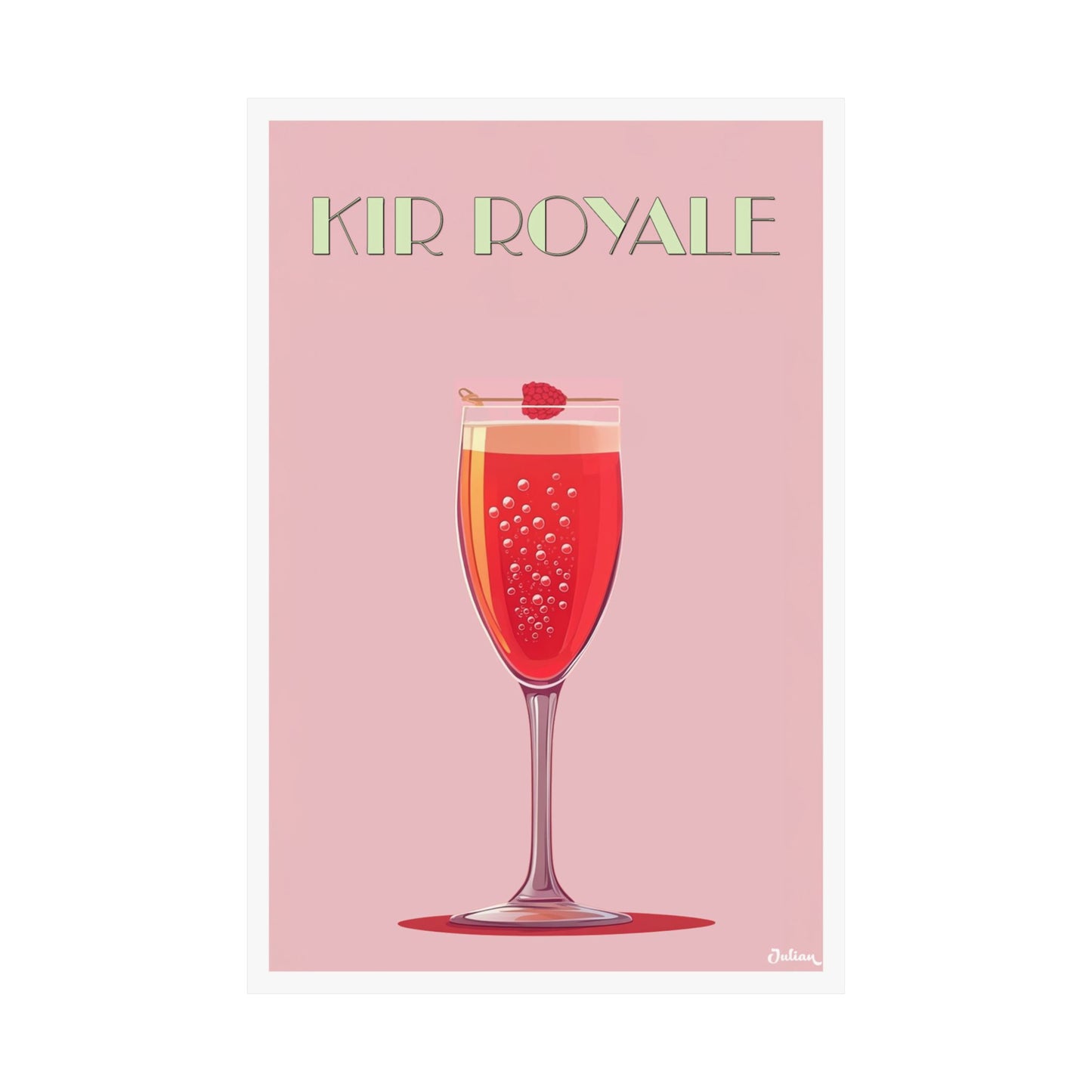 The Kir Royale Cocktail Poster - Matte Vertical Posters, Cocktail Art Print, Decor, Wall Art, Home Decor, Cocktail Gift