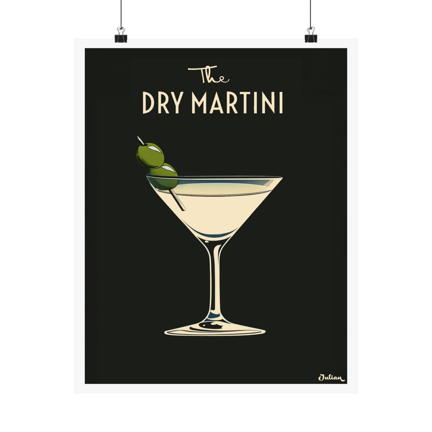 The Dry Martini Black Label Cocktail Poster - Matte Vertical Posters, Cocktail Art Print, Decor, Wall Art, Home Decor, Cocktail Gift