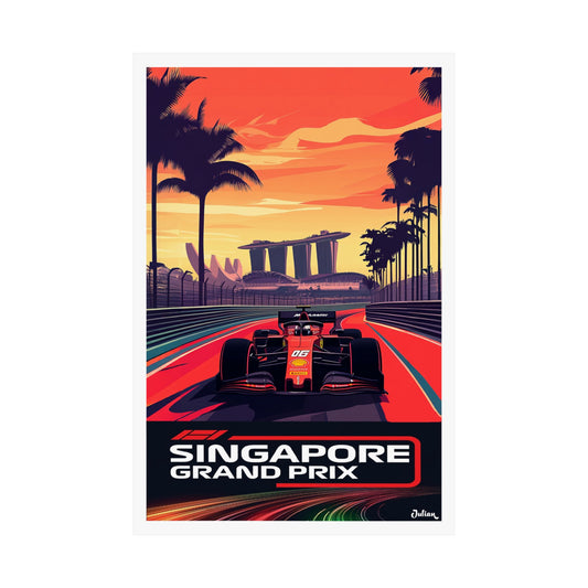 Singapore Grand Prix Formula One F1 Poster - Matte Vertical Posters, F1 Art Print, Decor, Wall Art, Home Decor, F1 Poster Gift