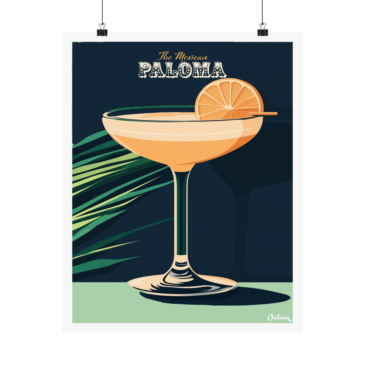 The Mexican Paloma Cocktail Poster - Matte Vertical Posters, Cocktail Art Print, Decor, Wall Art, Home Decor, Cocktail Gift