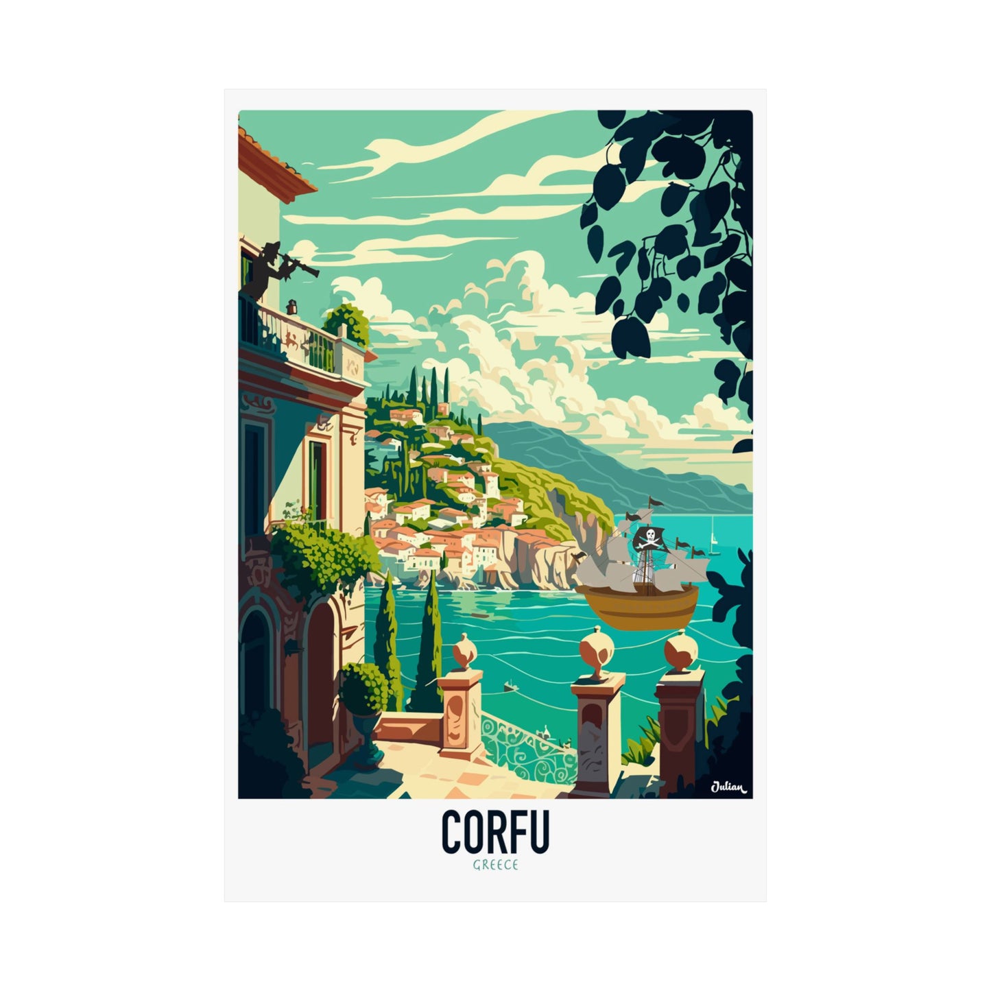 The Corfu Poster - Matte Vertical Posters, World Art Print, Decor, Wall Art, Home Decor, Poster Gift