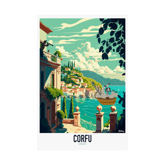 The Corfu Poster - Matte Vertical Posters, World Art Print, Decor, Wall Art, Home Decor, Poster Gift