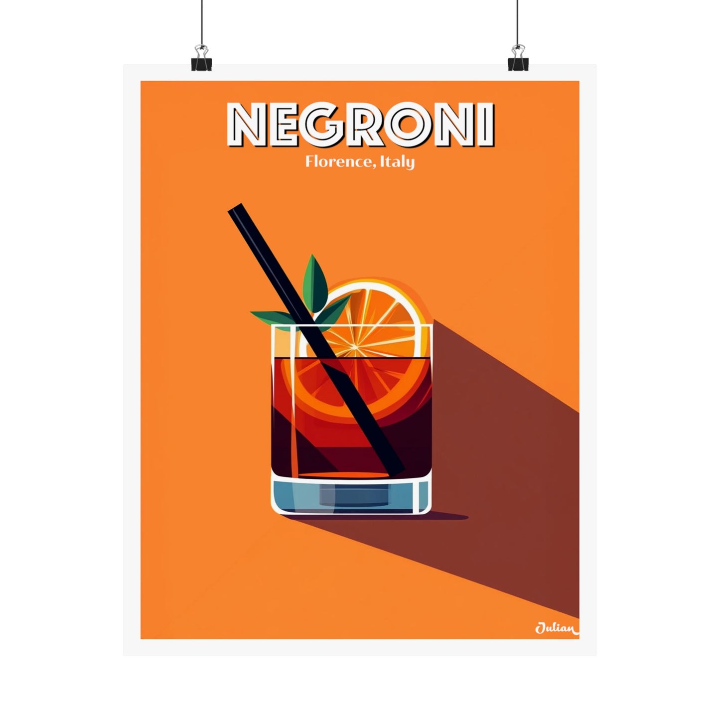 The Negroni Cocktail Poster - Matte Vertical Posters, Cocktail Art Print, Decor, Wall Art, Home Decor, Cocktail Gift