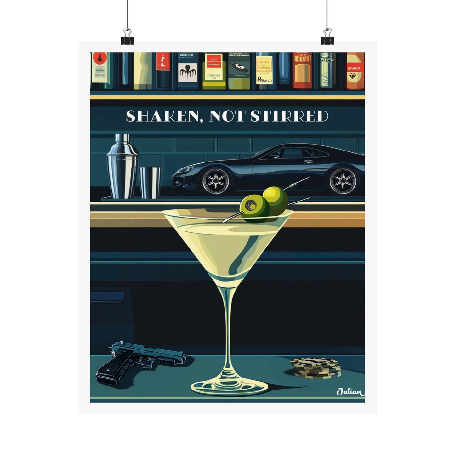The James Bond Cocktail Poster - Matte Vertical Posters, Cocktail Art Print, Decor, Wall Art, Home Decor, Cocktail Gift