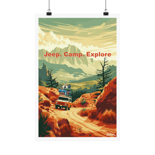 Jeep - Camp - Explore  | Embrace the Van Life | Travel Poster | Modern Wall Art