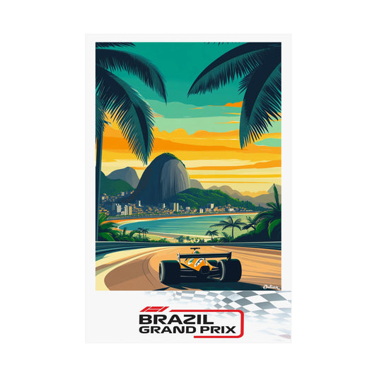 Brazilian Grand Prix Formula One F1 Poster - Matte Vertical Posters, F1 Art Print, Decor, Wall Art, Home Decor, F1 Poster Gift