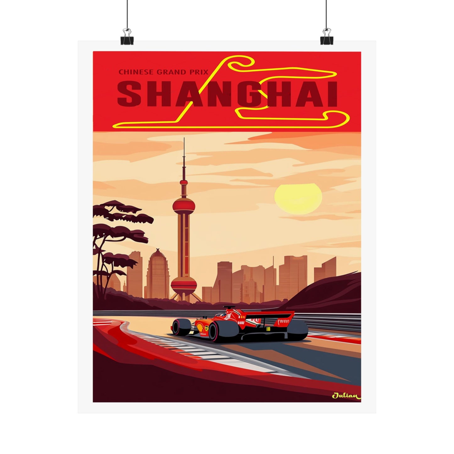 Chinese Grand Prix Formula One F1 Poster - Matte Vertical Posters, F1 Art Print, Decor, Wall Art, Home Decor, F1 Poster Gift