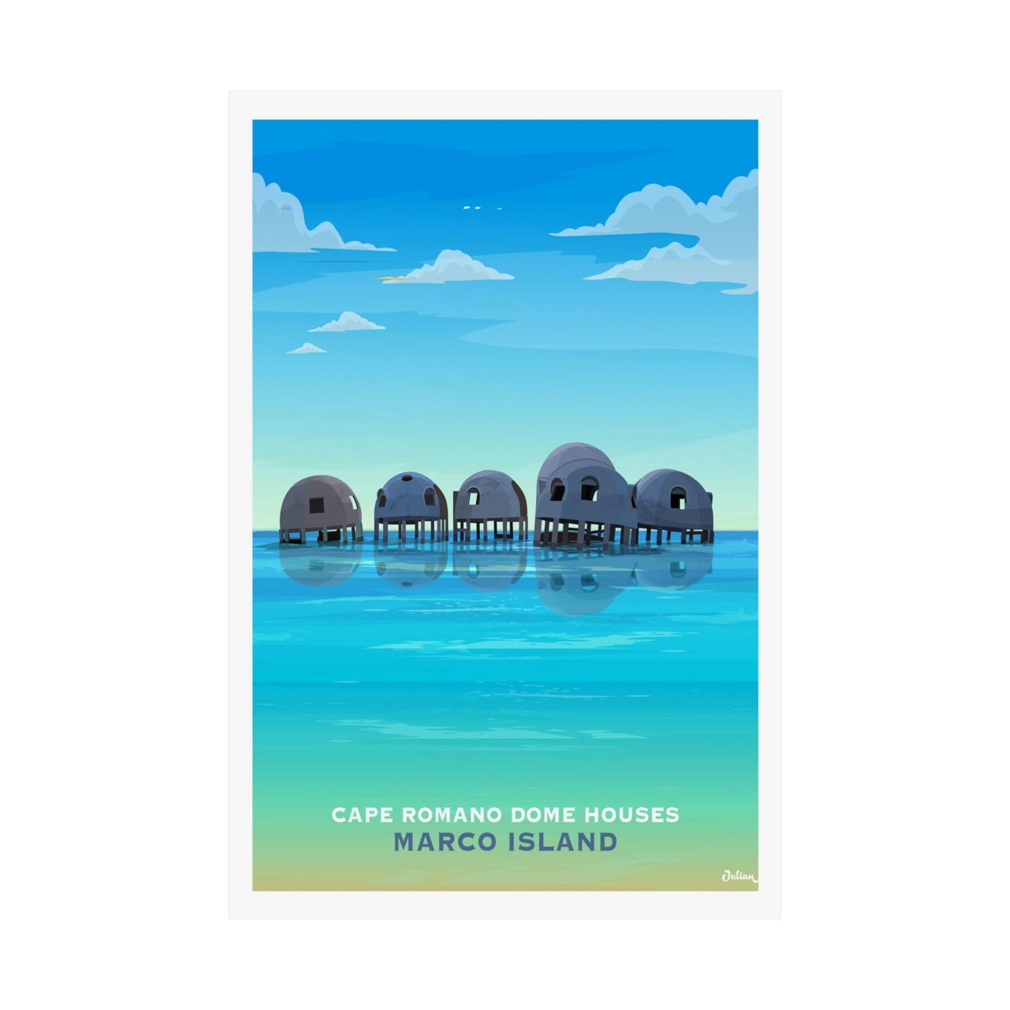 Cape Romano Dome Houses Poster  - Matte Vertical Posters, World Art Print, Decor, Wall Art, Home Decor, Poster Gift