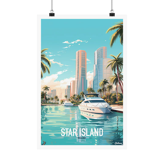 Star Island Miami | Florida | Travel Poster | Modern Wall Art