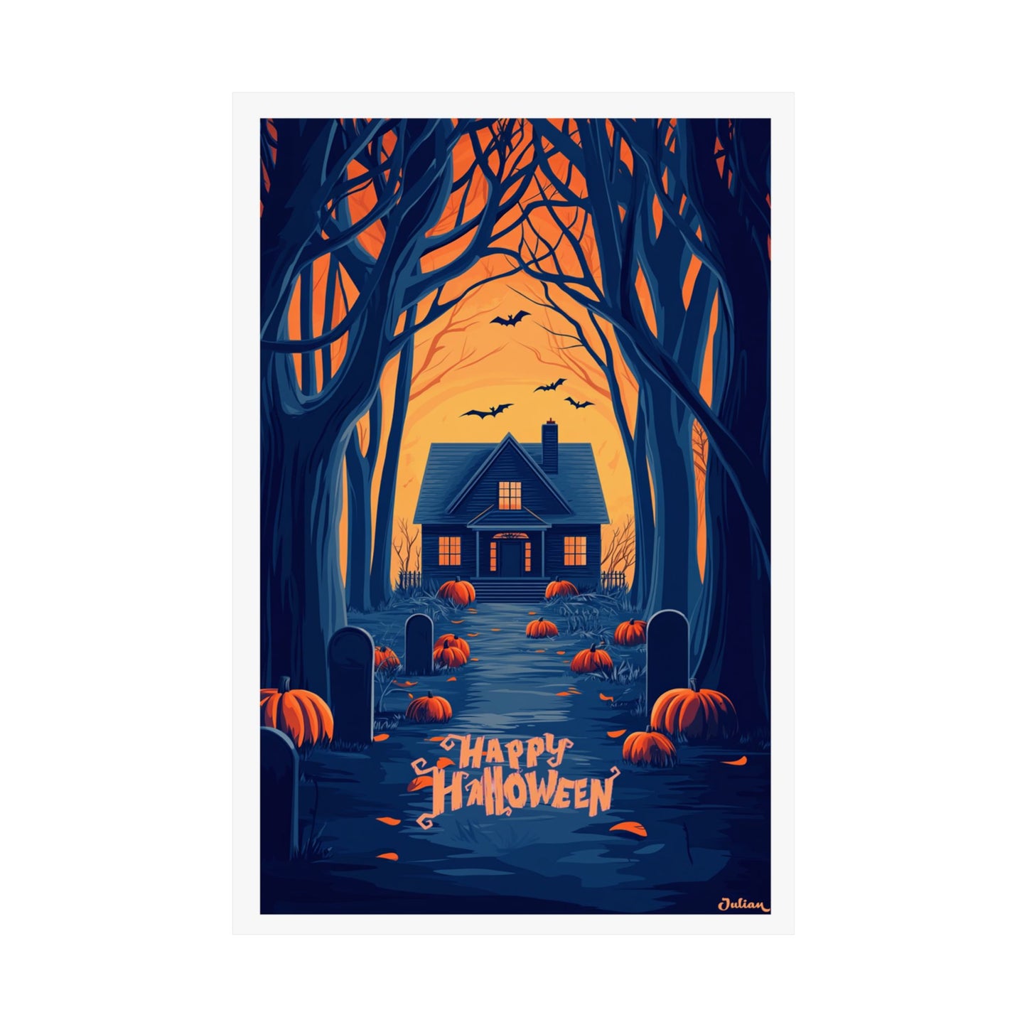 Happy Halloween Poster - Matte Vertical Posters, Halloween Art Print, Coastal Decor, Wall Art, Home Decor, Gift for Halloween