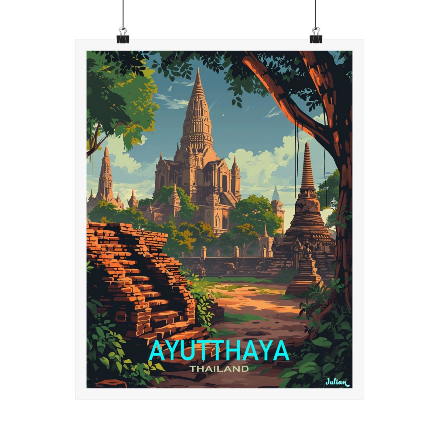 Ayutthaya Thailand Poster - Matte Vertical Posters, World Art Print, Decor, Wall Art, Home Decor, Poster Gift