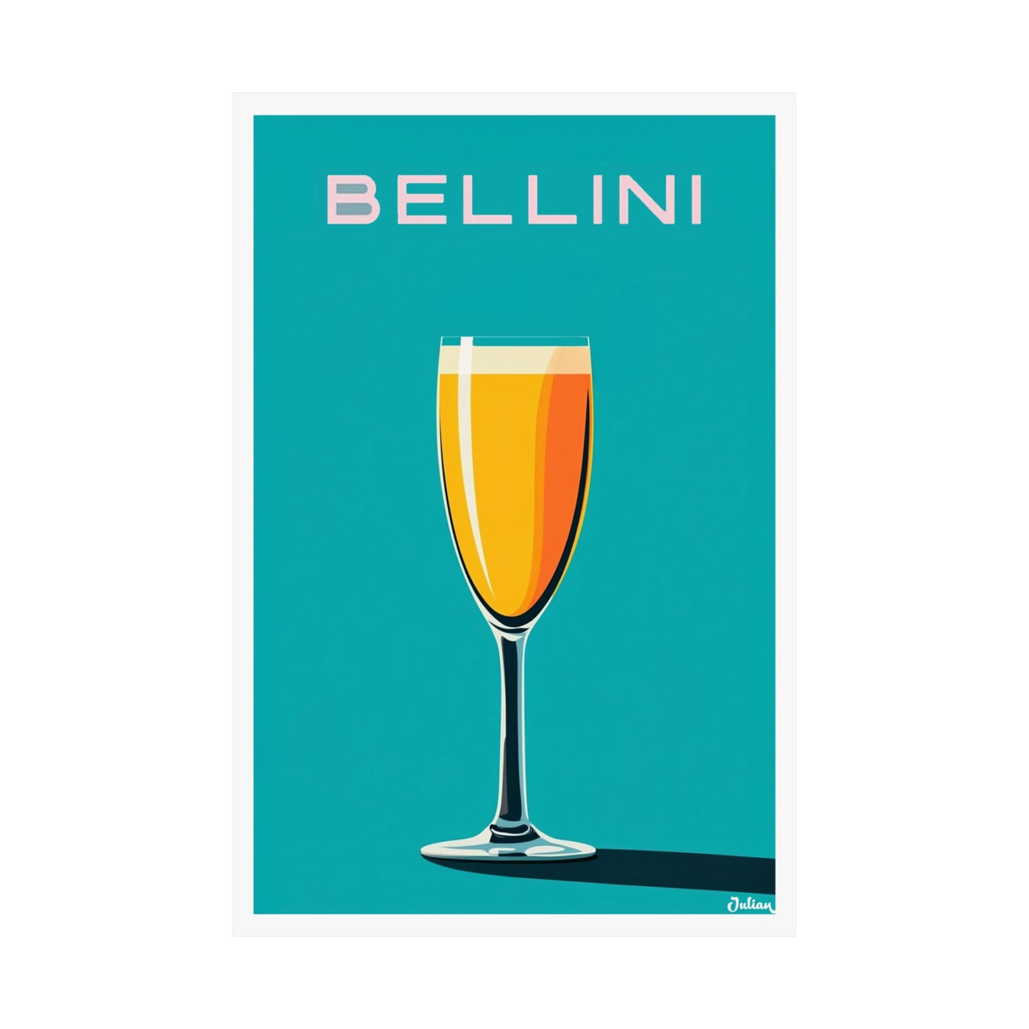 The Bellini Cocktail Poster - Matte Vertical Posters, Cocktail Art Print, Decor, Wall Art, Home Decor, Cocktail Gift