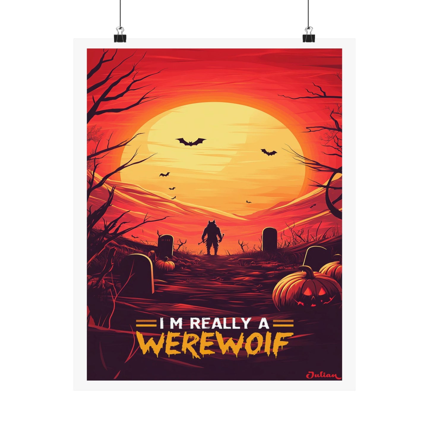 Werewolf Halloween Poster - Matte Vertical Posters, Halloween Art Print, Decor, Wall Art, Home Decor, Gift for Halloween