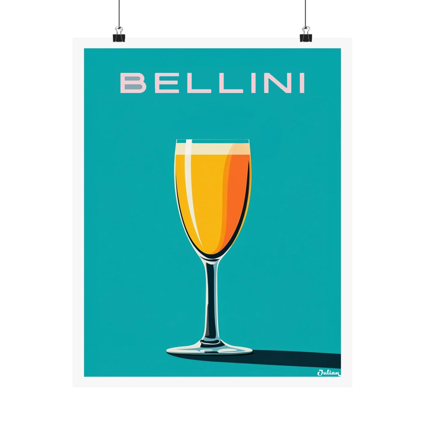 The Bellini Cocktail Poster - Matte Vertical Posters, Cocktail Art Print, Decor, Wall Art, Home Decor, Cocktail Gift